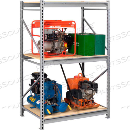 OEM#: BU-964884PS-LGYBULK STORAGE RACK - 96W X 48D X 84H - STARTER - 3 SHELF LEVELS - WOOD DECK - LIGHT GRAY by Tennsco Corp.