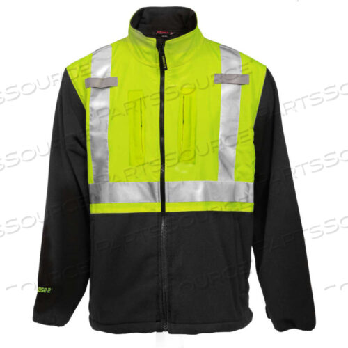 PHASE 2 HI-VIS JACKET, ZIPPER, FLUORESCENT YELLOW/GREEN/CHARCOAL GRAY, L