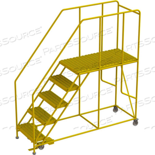 OEM#: WLWP152448SL-Y5 STEP MOBILE WORK PLATFORM 24W X 48L, 36 HANDRAILS, SAFETY YELLOW by Tri-Arc