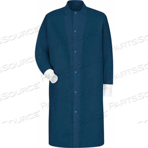 OEM#: KS60NVRGLRED KAP GRIPPER-FRONT BUTCHER COAT W/KNIT CUFFS, POCKET-LESS, SPUN POLYESTER, NAVY, L by VF Imagewear, Inc.