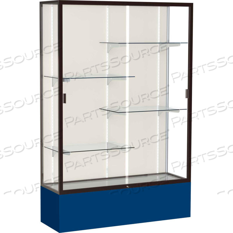 SPIRIT DISPLAY CASE NAVY BASE, BRONZE FRAME, FABRIC BACK 48W X 16D X 72H