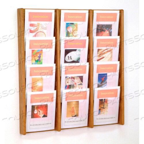 OEM#: AC34-12MO12 POCKET (3WX4H) ACRYLIC & OAK WALL DISPLAY - MEDIUM OAK by Wooden Mallet