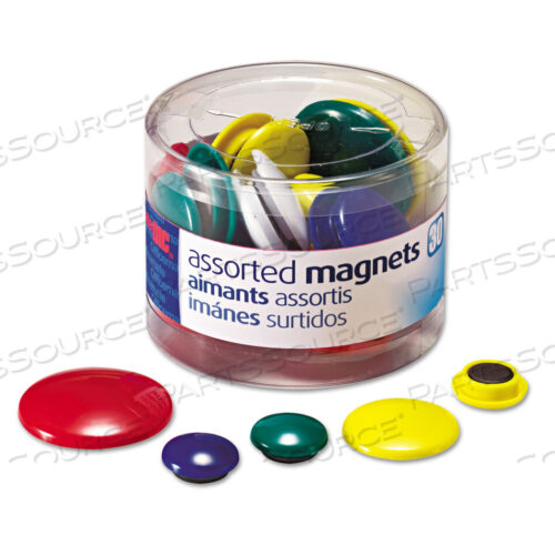 OEM#: 92500ASSORTED MAGNETS, CIRCLES, ASSORTED SIZES AND COLORS, 30/TUB by Officemate