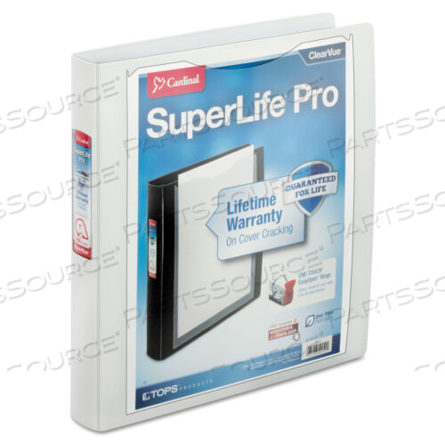 SUPERLIFE PRO EASY OPEN CLEARVUE LOCKING SLANT-D RING BINDER, 3 RINGS, 1.5 CAPACITY, 11 X 8.5, WHITE