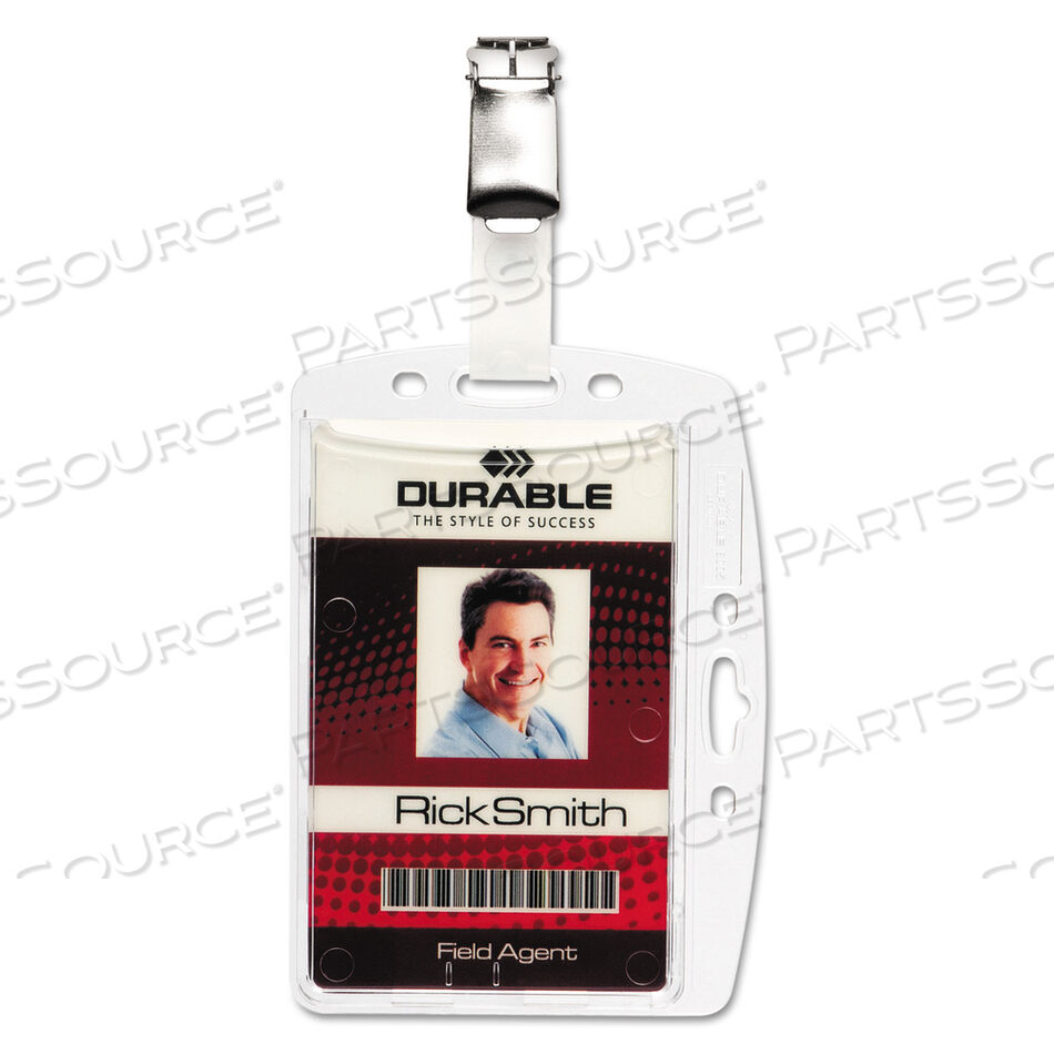 OEM#: 800519ID/SECURITY CARD HOLDER SET, VERTICAL/HORIZONTAL, CLIP, CLEAR, 25/PACK by Durable