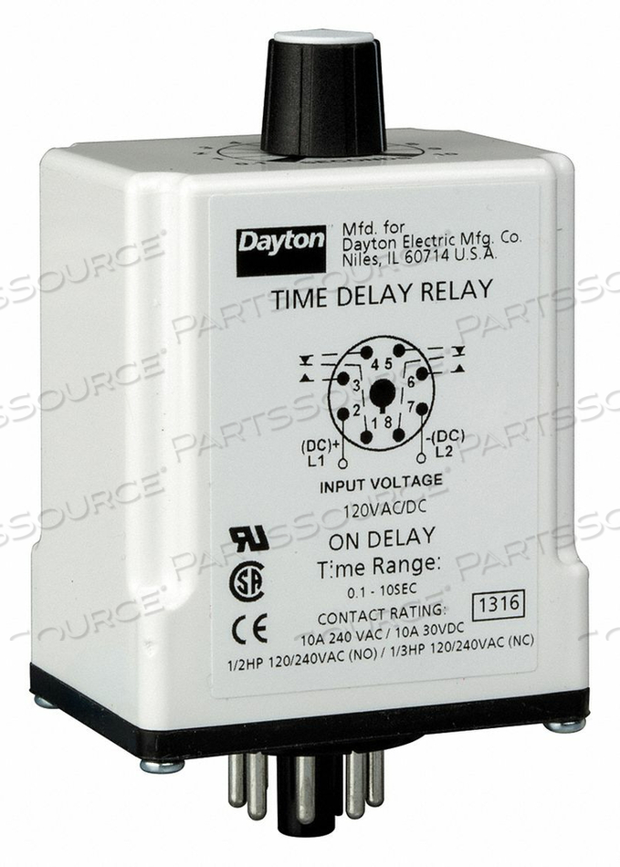 OEM#: 1EGB9H7815 TIME DELAY RELAY 120VAC/DC 10A DPDT by DAYTON ELECTRIC MANUFACTURING CO