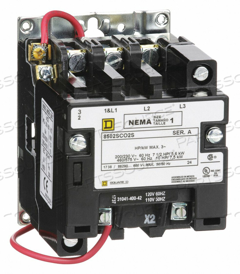 OEM#: 8502SCO2V02SNEMA MAGNETIC CONTACTOR 27A 120VAC NEMA1 by Square D