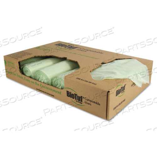 OEM#: Y8448YE R01BIOTUF COMPOSTABLE CAN LINERS, 48 GAL, 1 MIL, 42 X 48, GREEN, 20 BAGS/ROLL, 5 ROLLS/CARTON by Heritage