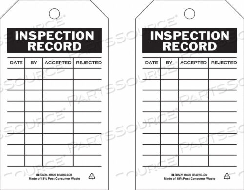 OEM#: 86500INSPECTION TAG 7INHX4INW HD POLY. PK10 by Brady Americas