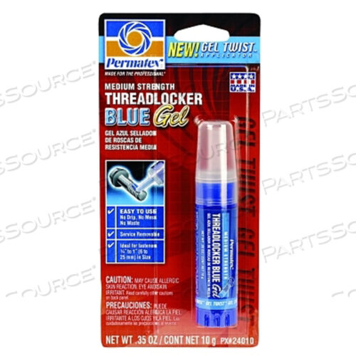 OEM#: 24010MEDIUM STRENGTH BLUE THREADLOCKER, 10 ML, 1/4 IN TO 1 IN THREAD, BLUE, GEL by Permatex