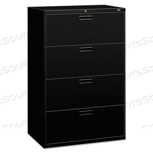 500 SERIES LATERAL FILE, 4 LEGAL/LETTER-SIZE FILE DRAWERS, BLACK, 36 X 18 X 52.5