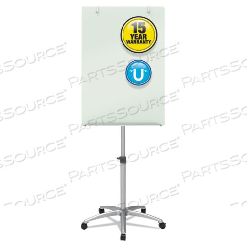 OEM#: ECM32GINFINITY GLASS MOBILE PRESENTATION EASEL, 3 FT X 2 FT, SILVER/WHITE by Quartet
