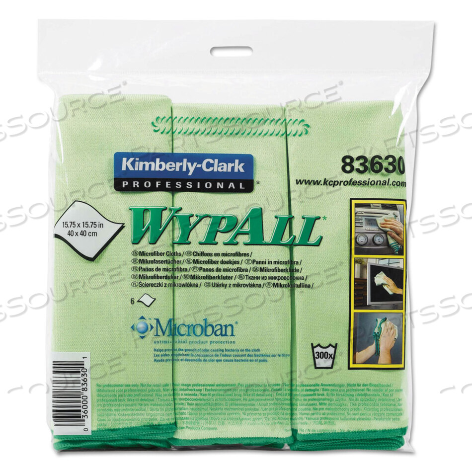 OEM#: 83630MICROFIBER CLOTHS, REUSABLE, 15.75 X 15.75, GREEN, 6/PACK by WypAll