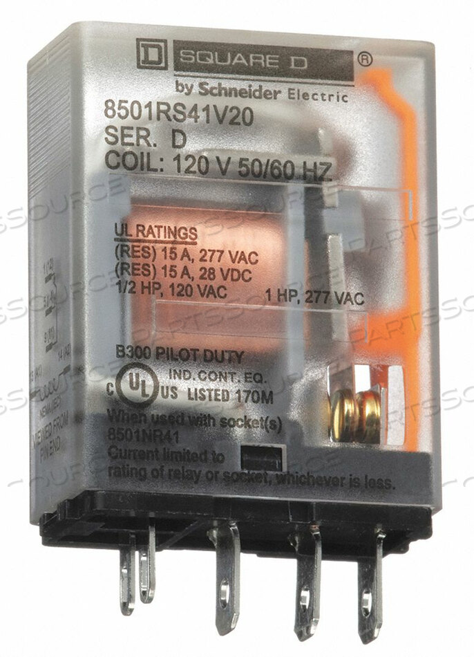 OEM#: 8501RS41V20H8078 GEN PURPOSE RELAY 5 PIN SQUARE 120VAC by Square D