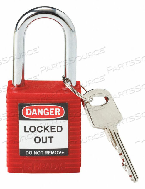 OEM#: 99552SAFETY PADLOCK WITH LABEL, PLASTIC COVERED STEEL, RED by Brady Americas