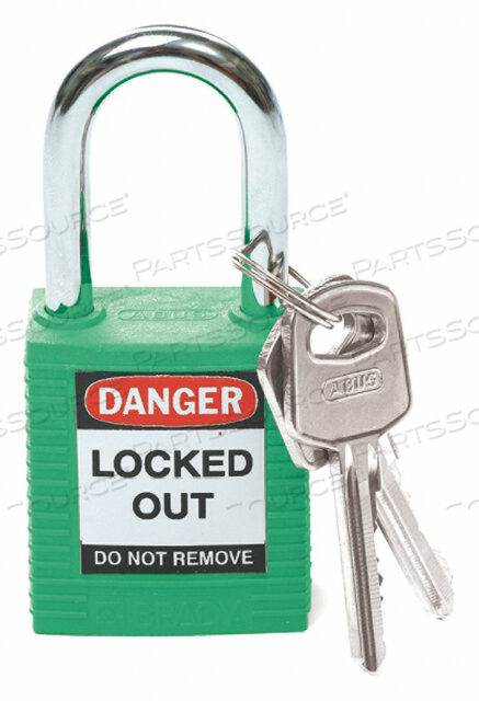 OEM#: 99564SAFETY LOCKOUT PADLOCK WITH LABEL, 1-1/2, 1 KEY, PLASTIC COVERED STEEL, GREEN by Brady Americas