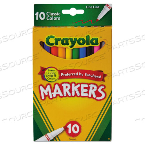 OEM#: 58-7726NON-WASHABLE MARKER, FINE BULLET TIP, ASSORTED CLASSIC COLORS, 10/PACK by Crayola