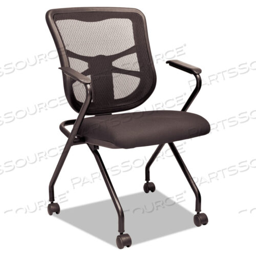 OEM#: ALEEL4914ALERA ELUSION MESH NESTING CHAIRS WITH PADDED ARMS, SUPPORTS UP TO 275 LB, 18.11 SEAT HEIGHT, BLACK, 2/CARTON by Alera
