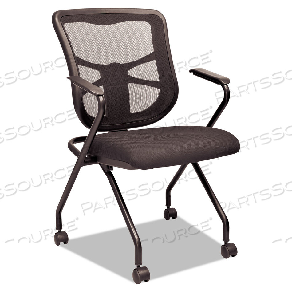 OEM#: ALEEL4914ALERA ELUSION MESH NESTING CHAIRS WITH PADDED ARMS, SUPPORTS UP TO 275 LB, 18.11 SEAT HEIGHT, BLACK, 2/CARTON by Alera