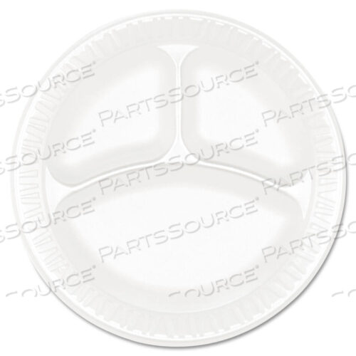 OEM#: 9CPWCRCONCORDE FOAM PLATE, 3-COMPARTMENT, 9 DIA, WHITE, 125/PACK, 4 PACKS/CARTON by Dart Container Corporation
