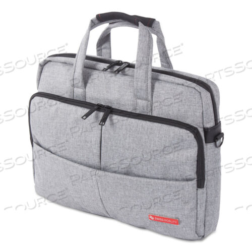 OEM#: EXB1068SMGRYSTERLING SLIM BRIEFCASE, FITS DEVICES UP TO 15.6, POLYESTER, 3 X 3 X 11.75, GRAY by Swiss Mobility