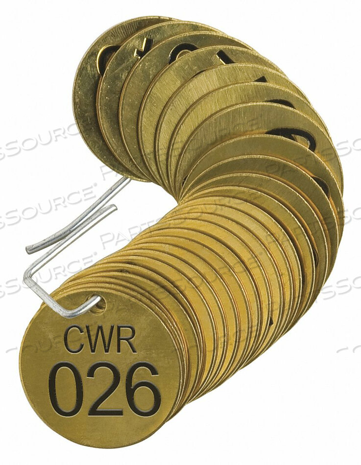 OEM#: 87101NUMBER TAG BRASS SERIES CWR 026-050 PK25 by Brady Americas
