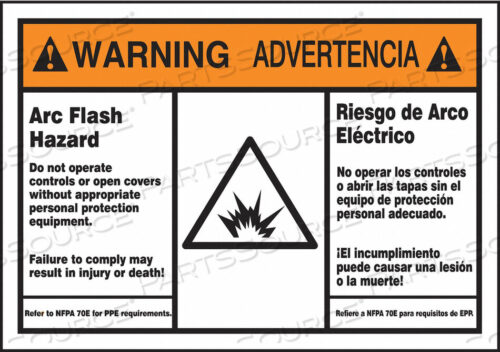 OEM#: SBLSPS375LABEL 5X7 WARNING ARC FLASH AND by Accuform Manufacturing, Inc.