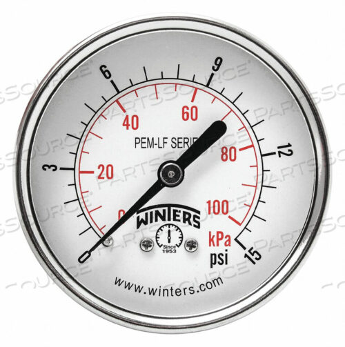 OEM#: PEM1436LFJ1388 GAUGE PRESSURE 2-1/2IN. 0 TO 15 PSI by Winters Instruments
