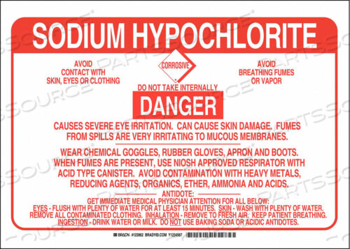 OEM#: 123862CHEMICAL SIGN POLYESTER 10X14 IN RED/WHT by Brady Americas