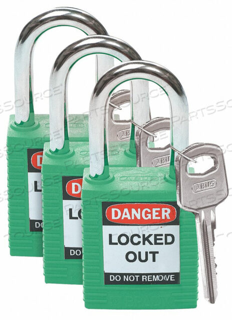OEM#: 105889LOCKOUT PADLOCK KA GREEN 1-3/4 H PK3 by Brady Americas