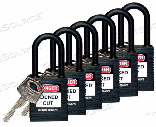 OEM#: 123356H1705 LOCKOUT PADLOCK KD BLACK 1-3/4 H PK6 by Brady Americas