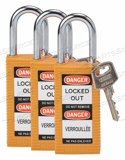 OEM#: 123418LOCKOUT PADLOCK KA ORANGE 3 H PK3 by Brady Americas