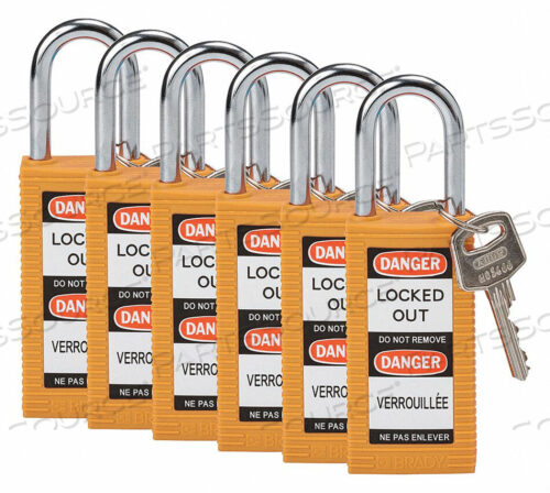 OEM#: 123400LOCKOUT PADLOCK KD ORANGE 3 H PK6 by Brady Americas