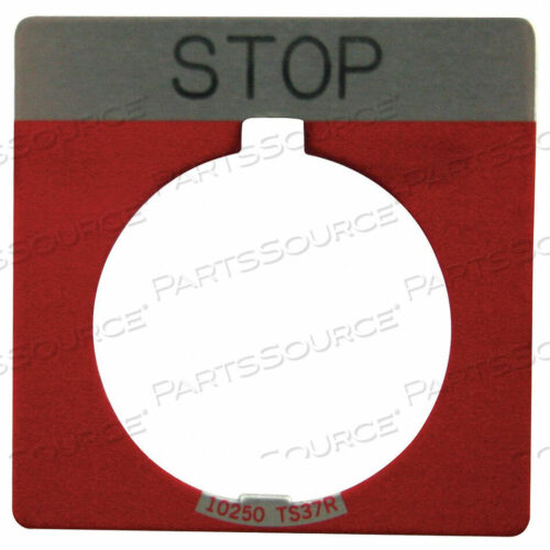OEM#: 10250TS34PLATE, PUSHBUTTON, ALUMINUM, 30.5MM, LEGEND: STOP by Eaton