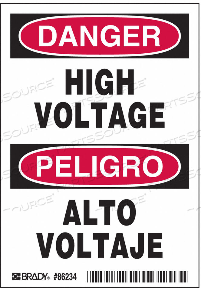 OEM#: 86234MACHINE/EQUIPMENT LABEL 5 IN H PK5 by Brady Americas