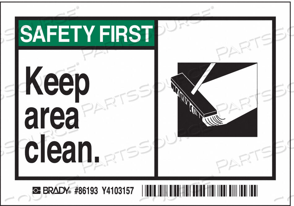 OEM#: 86193SAFETY LABEL INSTRUCTION 3-1/2 IN H PK5 by Brady Americas