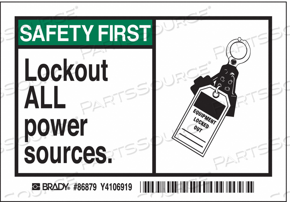 OEM#: 86879MACHINE/EQUIPMENT LABEL PK5 by Brady Americas