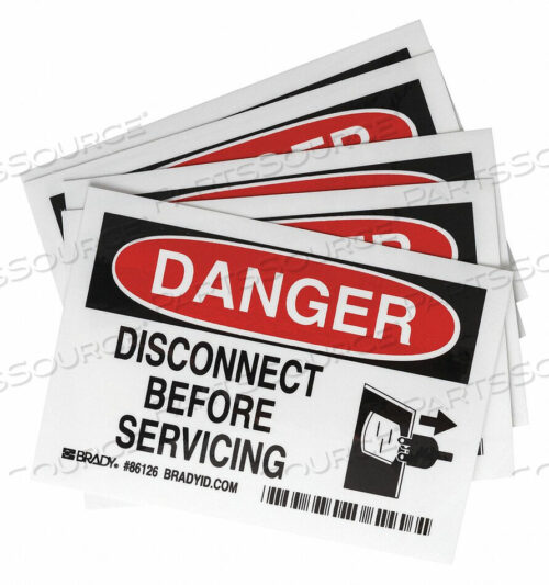 OEM#: 86126DANGER LABEL INSTRUCTION 5 IN W PK5 by Brady Americas