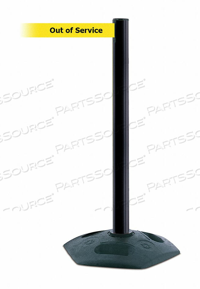 OEM#: 886-33-STD-NO-YEX-CD0033 BARRIER POST WITH BELT PVC BLACK by Tensabarrier