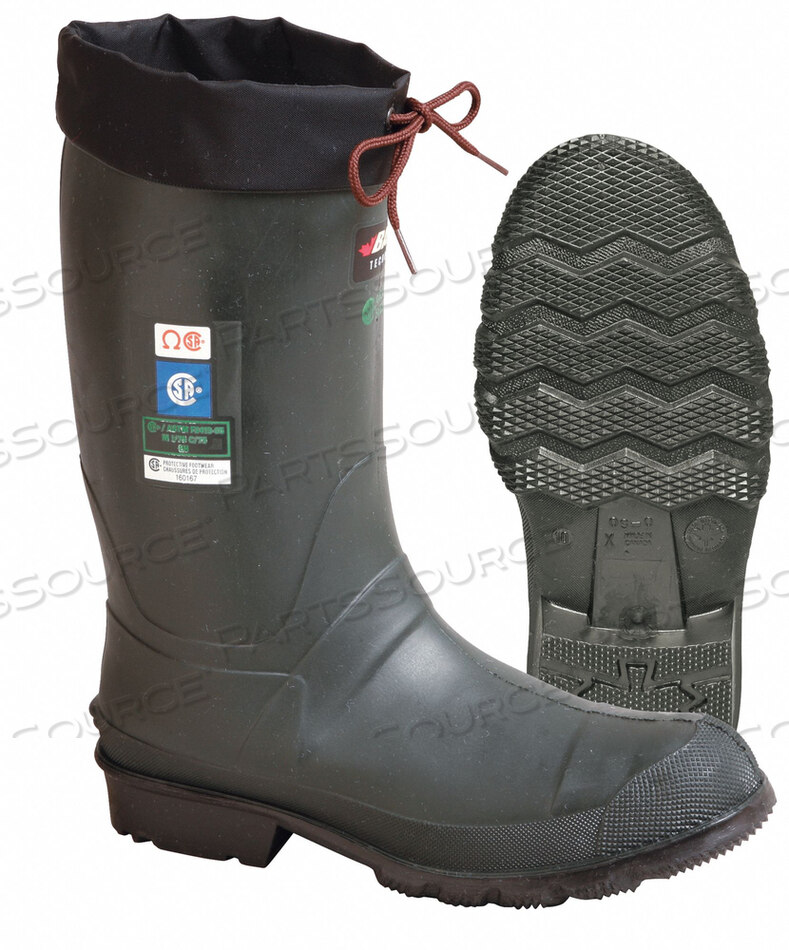 OEM#: 8563-0000-394E7852 RUBBER BOOT MENS 9 MID-CALF GREEN PR by Baffin