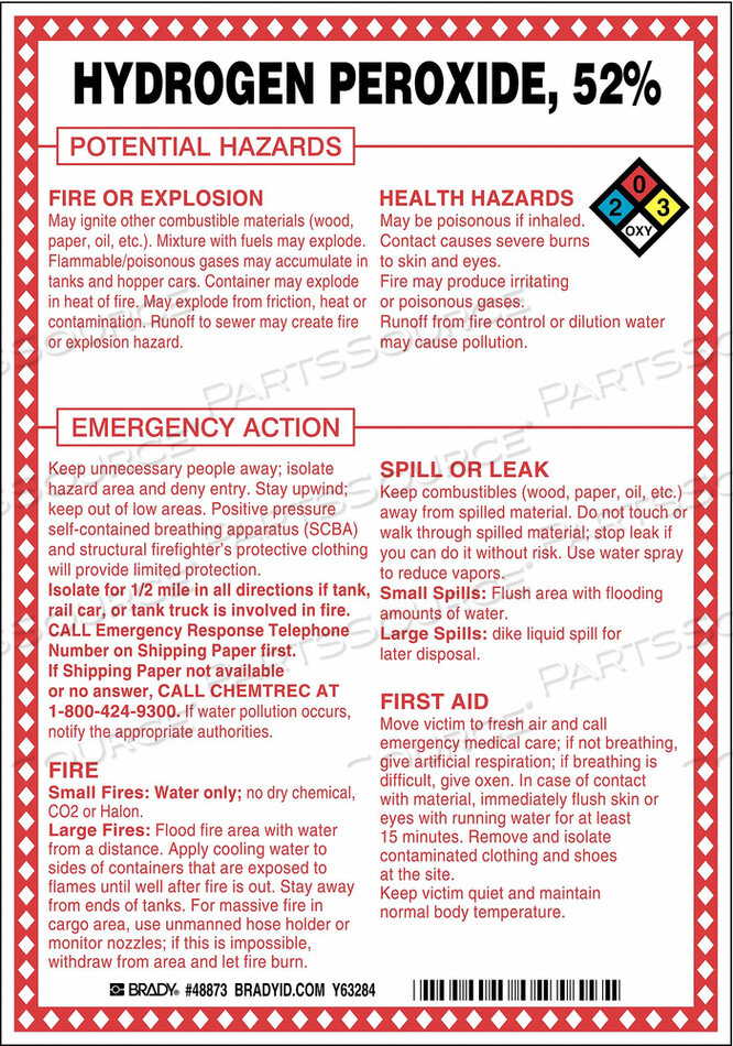OEM#: 48873CHEM SGN 10 X 7IN BLK/RD/BLE/YLLW ON WHT by Brady Americas