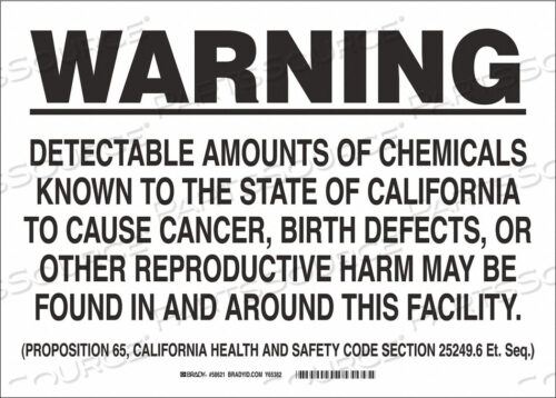 OEM#: 89015CHEMICAL SIGN 5 X 6IN BLACK ON WHITE by Brady Americas