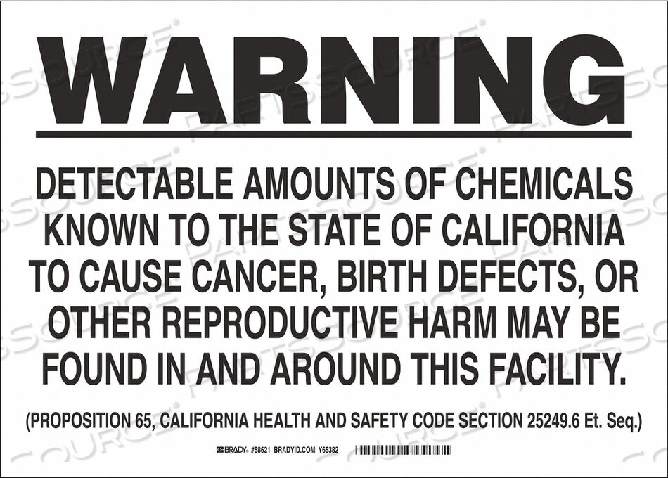 OEM#: 89015CHEMICAL SIGN 5 X 6IN BLACK ON WHITE by Brady Americas