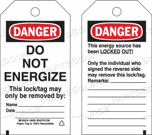 OEM#: 133564LOCKOUT TAG 5-3/4 H X 3 W POLYESTER by Brady Americas