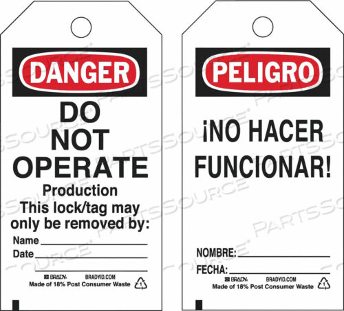 OEM#: 133554LOCKOUT TAG 5-3/4 H X 3 W POLYESTER by Brady Americas
