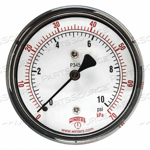 OEM#: PLP345LOW PRESSURE GAUGE BACK 0 TO 10 PSI by Winters Instruments