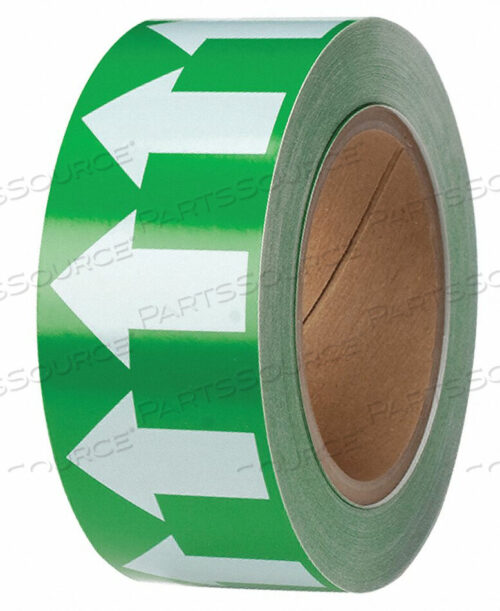 OEM#: 91421PIPE MARKER ARROW TAPE, VINYL, 2W X 30 YDS., GREEN/WHITE by Brady Americas