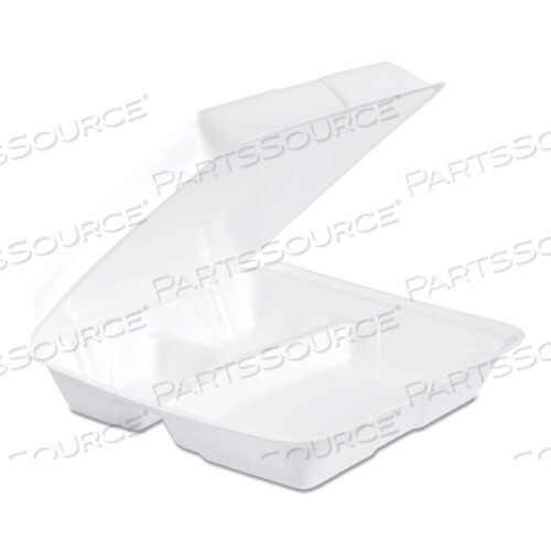 OEM#: 95HT3RFOAM HINGED LID CONTAINERS, 3-COMPARTMENT, 9.25 X 9.5 X 3, WHITE, 200/CARTON by Dart Container Corporation