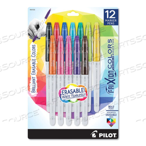 OEM#: 44155FRIXION COLORS ERASABLE POROUS POINT PEN, STICK, BOLD 2.5 MM, ASSORTED INK AND BARREL COLORS, 12/PACK by Pilot