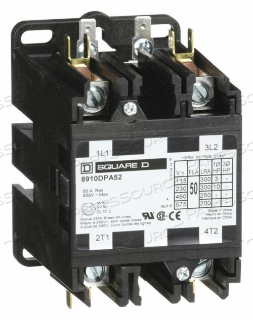 OEM#: 8910DPA52V02H2639 DEFINIT PRPOSE CNTCTR 120VAC 50A 2P OPEN by Square D